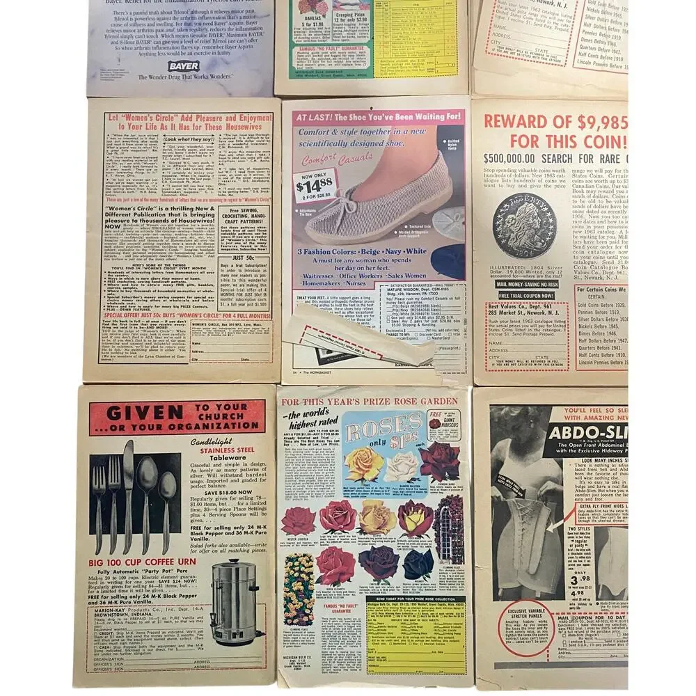 Vintage Workbasket Magazine Lot of 15 - 1962-1993 Crochet Knit Sewing Patterns